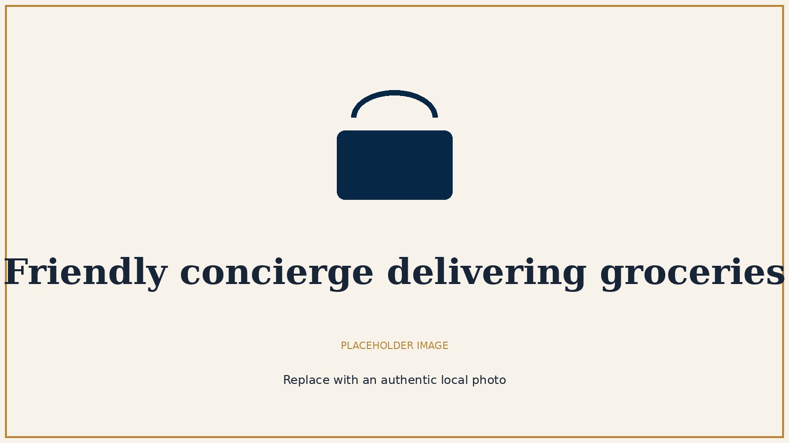 Placeholder image — a friendly concierge helping with groceries and everyday errands